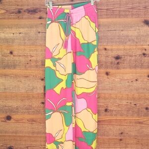 C & C Colorful Floral Wide-Leg Pants xs EUC